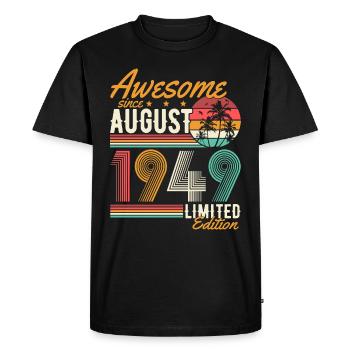 Août 1949 Naissance Anniversaire Rétro - T-shirt Premium bio Homme - noir - Devant - Nico (187cm)