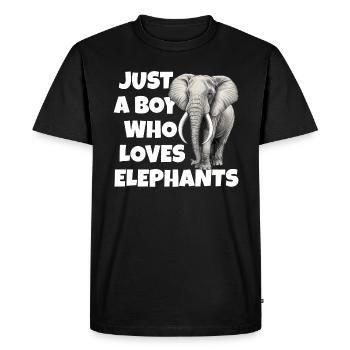 Just a boy who loves elephants - Men's Premium Organic T-Shirt - black - Front - Nico (187cm)