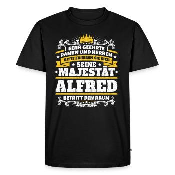 Sa Majesté Alfred - T-shirt Premium bio Homme - noir - Devant - Nico (187cm)