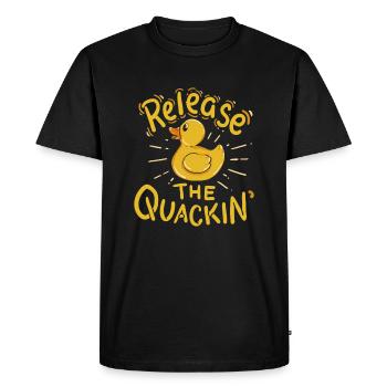 Release the quackin' - Duck saying duck rubber duck - Men's Premium Organic T-Shirt - black - Front - Nico (187cm)