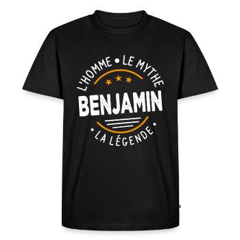 Benjamin L'Homme Le Mythe La Légende - T-shirt Premium bio Homme - noir - Devant - Nico (187cm)