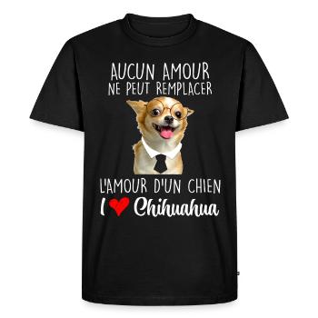 Chien chihuahua mon Petit Amour - T-shirt Premium bio Homme - noir - Devant - Nico (187cm)