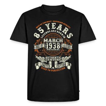 Legends are born in March 1938 - 85 years - Men's Premium Organic T-Shirt - black - Front - Nico (187cm)