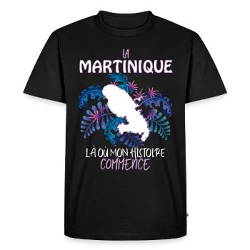La Martinique c'est mon histoire ma force - T-shirt Premium bio Homme - noir - Devant - Nico (187cm)