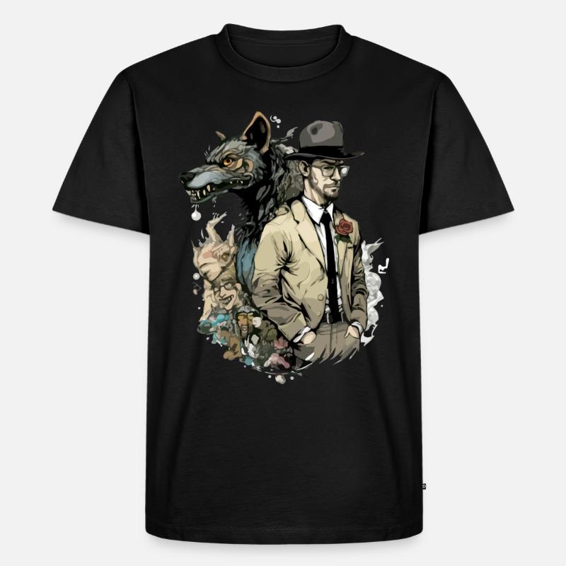 Hervé Werwolf - Männer Premium Bio T-Shirt - Schwarz