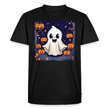 Mou mignon avec des citrouilles effrayantes - T-shirt Premium bio Homme - noir - Devant - Nico (187cm)