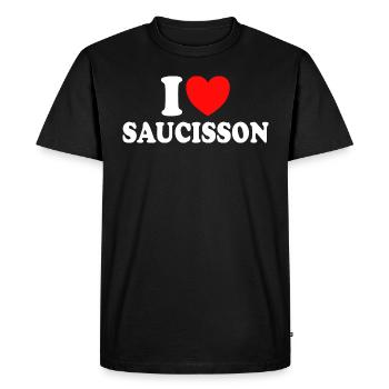I Love Saucisson Humour Apéro Saucisson - T-shirt Premium bio Homme - noir - Devant - Nico (187cm)