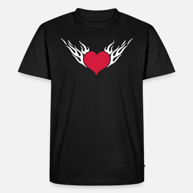 Feuerherz / Fire Heart 2c - Männer Premium Bio T-Shirt - Schwarz