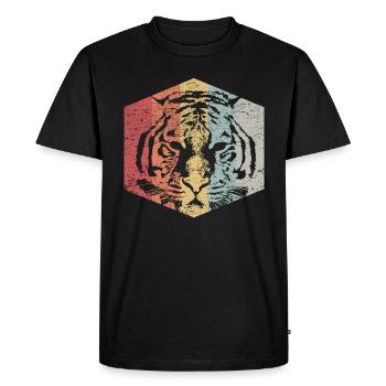 Visage rétro d'un cadeau animal tigre - T-shirt Premium bio Homme - noir - Devant - Nico (187cm)
