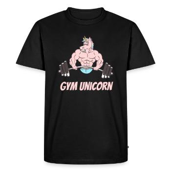Unicorn Training Entraînement Force Force Gym Licorne - T-shirt Premium bio Homme - noir - Devant - Nico (187cm)