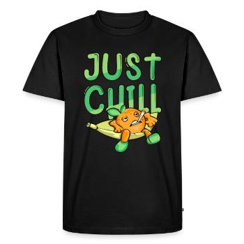 Snarling Orange Comic Joint Pothead Grass Chilling - Men's Premium Organic T-Shirt - black - Front - Nico (187cm)