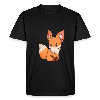 Chibi Comic Fox Dog Kawaii Cute Gift - Men's Premium Organic T-Shirt - black - Front - Nico (187cm)
