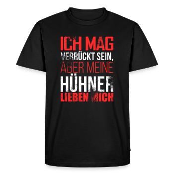 Drôle de sort drôle poulet coq - T-shirt Premium bio Homme - noir - Devant - Nico (187cm)