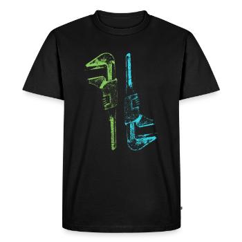 Rétro Vintage Outil Clé à molette - T-shirt Premium bio Homme - noir - Devant - Nico (187cm)