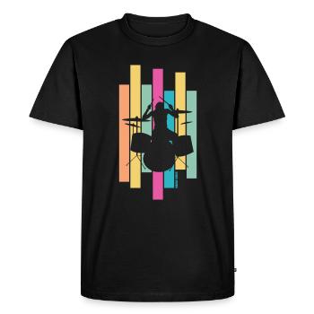 Batteur Batterie Batteur Drôle Rétro Années 80 - T-shirt Premium bio Homme - noir - Devant - Nico (187cm)