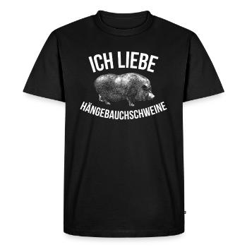Porc-cochon -porc cochon à ventre suspendu - T-shirt Premium bio Homme - noir - Devant - Nico (187cm)