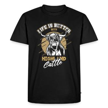 Vintage highland cattle beef horns - Men's Premium Organic T-Shirt - black - Front - Nico (187cm)