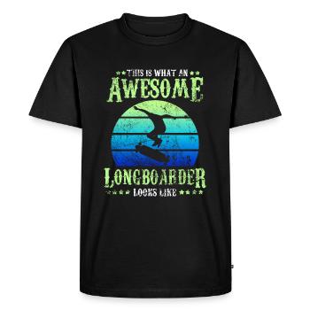 Planche à roulettes longboard - T-shirt Premium bio Homme - noir - Devant - Nico (187cm)