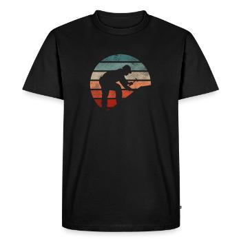Vintage carpenter on the roof - Men's Premium Organic T-Shirt - black - Front - Nico (187cm)