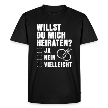 Heiratsantrag Marry Me Hochzeitsantrag - Männer Premium Bio T-Shirt - Schwarz - Vorne - Nico (187cm)