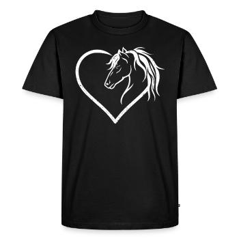 Cheval cavalier équestre en forme de coeur - T-shirt Premium bio Homme - noir - Devant - Nico (187cm)