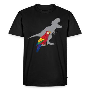 Funny T-Rex Screams With Ara Parrot - Men's Premium Organic T-Shirt - black - Front - Nico (187cm)