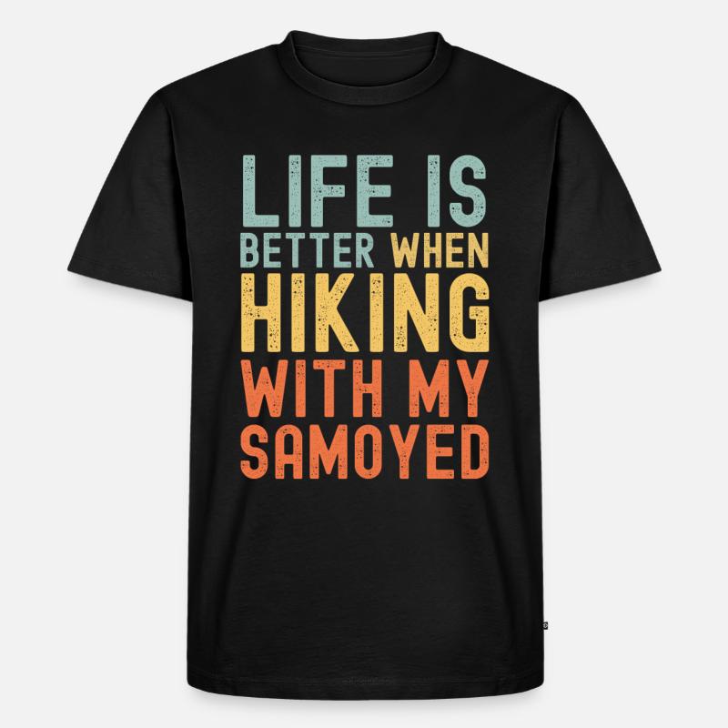 Samojeden Wanderhund retro - Männer Premium Bio T-Shirt - Schwarz