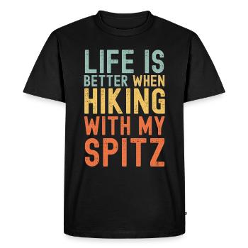 Spitz Hiking dog retro - Men's Premium Organic T-Shirt - black - Front - Nico (187cm)
