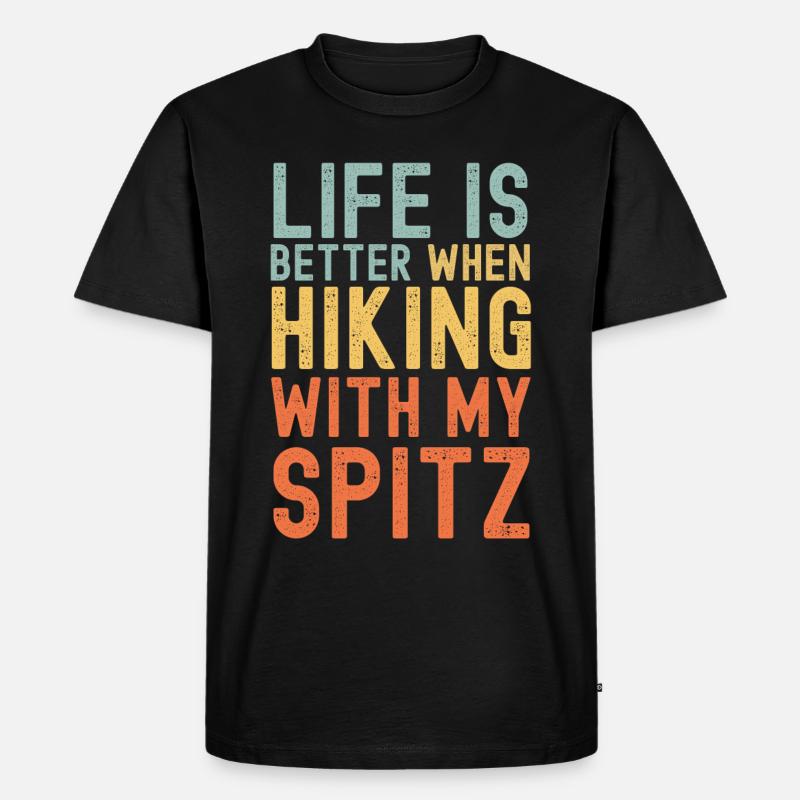 Spitz Wanderhund retro - Männer Premium Bio T-Shirt - Schwarz