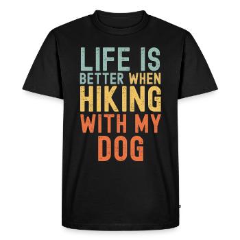 Dog Hiking dog retro - Men's Premium Organic T-Shirt - black - Front - Nico (187cm)