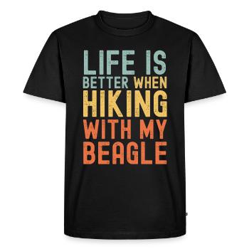 Beagle Hiking dog retro - Men's Premium Organic T-Shirt - black - Front - Nico (187cm)