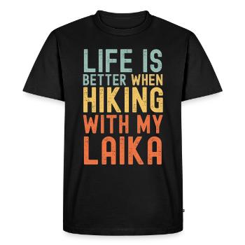 Laika Hiking dog retro - Men's Premium Organic T-Shirt - black - Front - Nico (187cm)