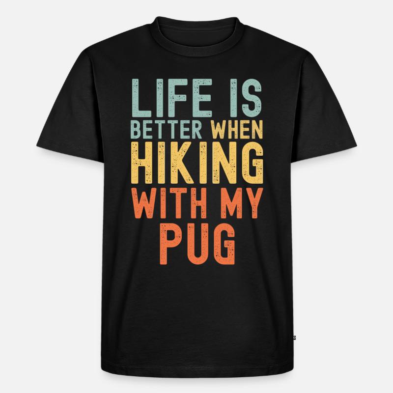 Mops Wanderhund retro - Männer Premium Bio T-Shirt - Schwarz