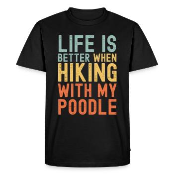 Poodle Hiking dog retro - Men's Premium Organic T-Shirt - black - Front - Nico (187cm)