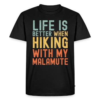 Malamute Hiking dog retro - Men's Premium Organic T-Shirt - black - Front - Nico (187cm)