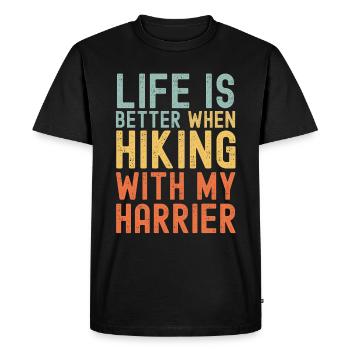 Harrier Hiking dog retro - Men's Premium Organic T-Shirt - black - Front - Nico (187cm)