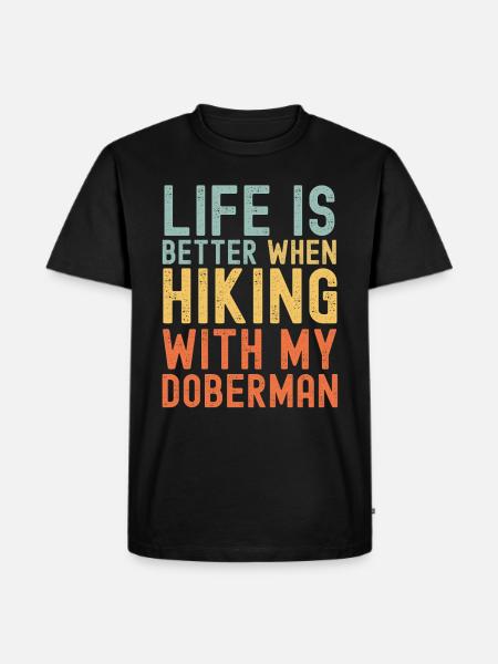 Doberman Hiking dog retro - Men's Premium Organic T-Shirt - black