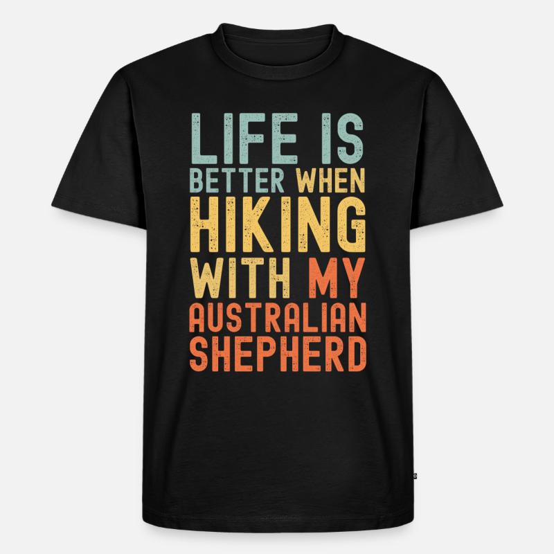 Australischer Schäferhund Wanderhund retro - Männer Premium Bio T-Shirt - Schwarz