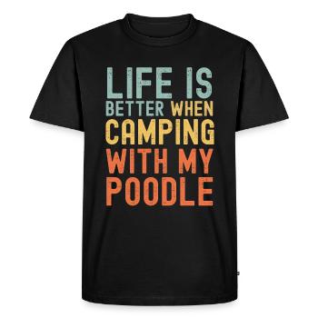 Caniche Camping rétro vintage - T-shirt Premium bio Homme - noir - Devant - Nico (187cm)