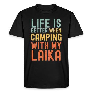 Laika Camping retro vintage - Men's Premium Organic T-Shirt - black - Front - Nico (187cm)