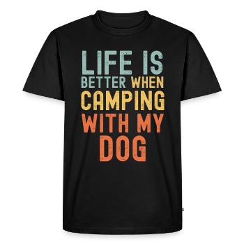 Dog Camping retro vintage - Men's Premium Organic T-Shirt - black - Front - Nico (187cm)