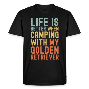 Golden Retriever Camping rétro vintage - T-shirt Premium bio Homme - noir - Devant - Nico (187cm)
