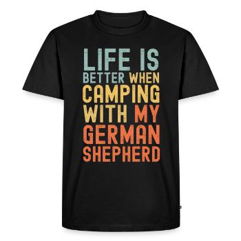 German Shepherd Camping retro vintage - Men's Premium Organic T-Shirt - black - Front - Nico (187cm)