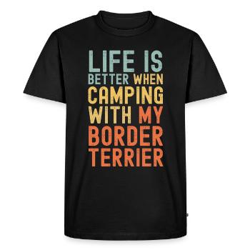 Border Terrier Camping rétro vintage - T-shirt Premium bio Homme - noir - Devant - Nico (187cm)
