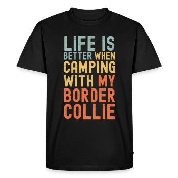 Border Collie Camping rétro vintage - T-shirt Premium bio Homme - noir - Devant - Nico (187cm)