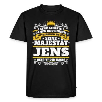 Sa Majesté Jens - T-shirt Premium bio Homme - noir - Devant - Nico (187cm)