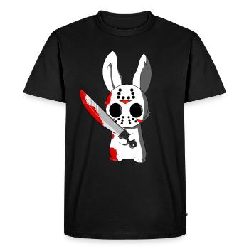Méchant lapin avec un masque et un couteau - T-shirt Premium bio Homme - noir - Devant - Nico (187cm)