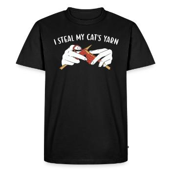 Je vole la laine de mon chat à tricoter - T-shirt Premium bio Homme - noir - Devant - Nico (187cm)
