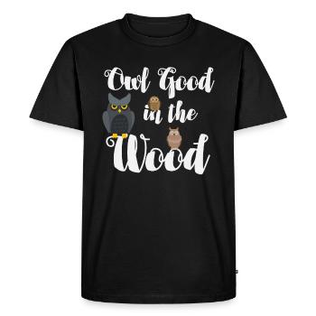 Hibou bon dans le bois - T-shirt Premium bio Homme - noir - Devant - Nico (187cm)
