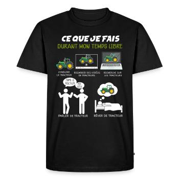 Le Tracteur et mon papa agriculteur - T-shirt Premium bio Homme - noir - Devant - Nico (187cm)